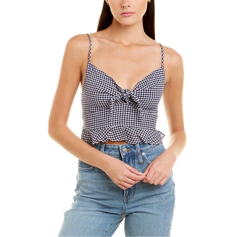 NWT Dress Forum Gingham Knot-Accented Top